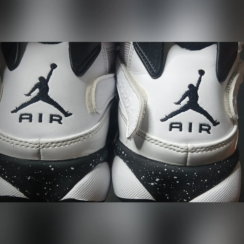 Jordan 6 Rings Basketball Shoes Mens White Black‎ Speckle 322992-106 High Top